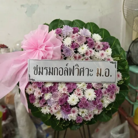 พวงหรีด พวงหรีดดอกไม้สด รหัส WR-FF014