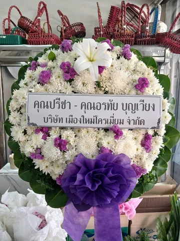 พวงหรีด พวงหรีดดอกไม้สด รหัส WR-FF026